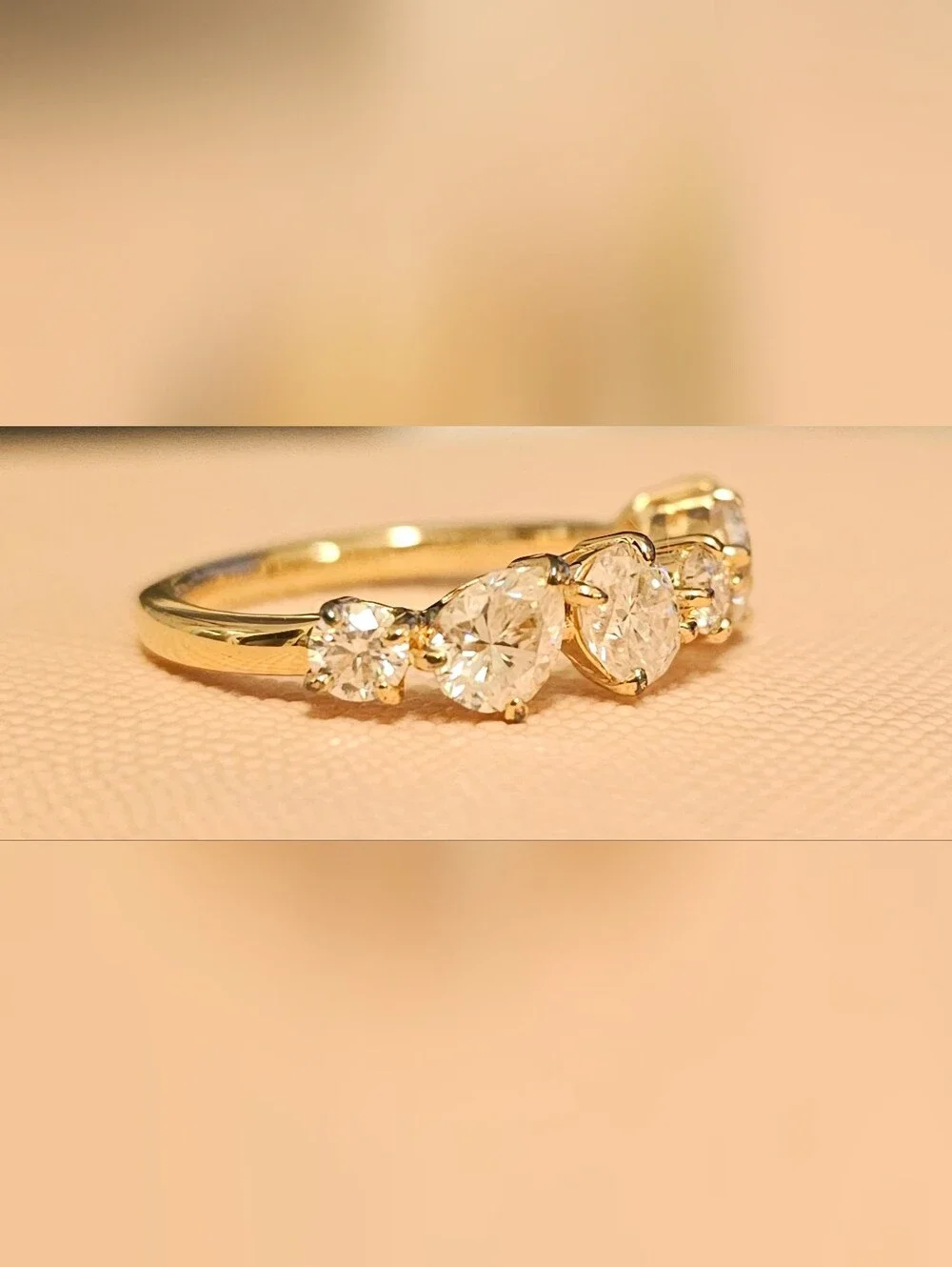 925 STERLING SILVER Gold Plated Moissanite Half Eternity Band SZ 5.5